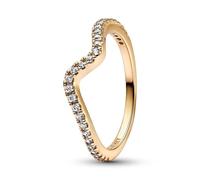 Pandora Timeless Wave 14k gold-plated ring with clear cubic zirconia, 48