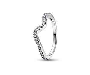 Pandora Timeless Wave sterling silver ring with clear cubic zirconia