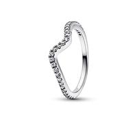 Pandora Timeless Wave sterling silver ring with clear cubic zirconia, 58
