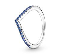 Pandora Timeless Wish Sparkling Blue sterling silver ring with stellar blue crystal, 48
