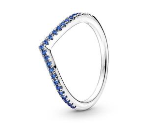 Pandora Timeless Wish Sparkling Blue sterling silver ring with stellar blue crystal, 50