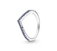 Pandora Timeless Wish Sparkling Blue sterling silver ring with stellar blue crystal, 54