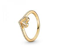 PANDORA Timeless Wish Sparkling Heart Ring - Hand-Finished 14k Gold-Plated PANDORA Shine with Cubic Zirconia - Size 7 - No Gift Box