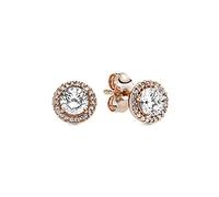 Pandora Timeless Women's 14k Rose Gold-Plated Round Sparkle Halo Cubic Zirconia Stud Earrings, No Box
