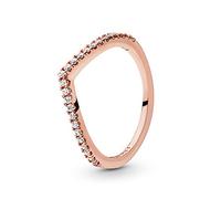 PANDORA Timeless Women's 14k Rose Gold-Plated Sparkling Cubic Zirconia Wishbone Ring, Size 58, No Box