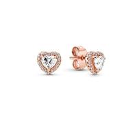 Pandora Timeless Women's 14k Rose Gold-Plated Sparkling Elevated Heart Stud Earrings, No Box
