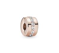 PANDORA Timeless Women's 14k Rose Gold-Plated Sparkling Row Spacer Cubic Zirconia Clip Charm for Bracelet, No Box