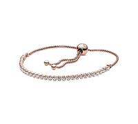 PANDORA Timeless Women's 14k Rose Gold-Plated Sparkling Strand Cubic Zirconia Slider Bracelet, Size 23, With Gift Box