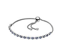 Pandora Timeless Women's Sterling Silver Blue and Clear Sparkle Slider Cubic Zirconia Slider Bracelet, Size 23