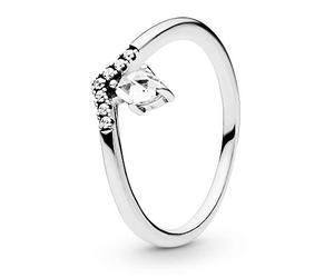 PANDORA Timeless Women's Sterling Silver Classic Cubic Zirconia Wishbone Ring, Size 56, No Box