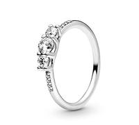 Pandora Timeless Women's Sterling Silver Clear Three-Stone Ring, Size 56, No Box