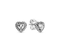 Pandora Timeless Women's Sterling Silver Elevated Heart Cubic Zirconia Stud Earrings, No Box