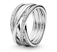 PANDORA Timeless Women's Sterling Silver Entwined Cubic Zirconia Ring, Size 50, No Box