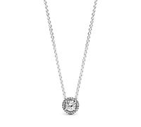 PANDORA Timeless Women's Sterling Silver Round Sparkle Halo Cubic Zirconia Pendant Necklace, 45cm, No Box