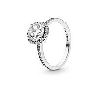 Pandora Ring Timeless Round Sparkle Halo Sterling Silver Cubic Zirconia Size 54 No Box