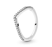 PANDORA Timeless Women's Sterling Silver Sparkling Cubic Zirconia Wishbone Ring, Size 52, No Box