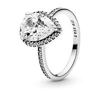 Pandora Timeless Women's Sterling Silver Sparkling Teardrop Halo Cubic Zirconia Ring, Size 52, No Box