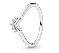 PANDORA Timeless Women's Sterling Silver Tiara Cubic Zirconia Wishbone Ring, Size 50, No Box