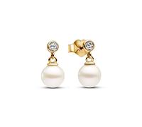 Pandora Treated Freshwater Cultured Pearl & Stone Gold Drop Earrings