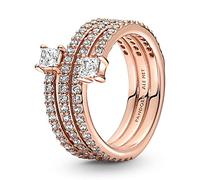 Pandora Triple Spiral Ring 180051C01-50, Metal, Cubic Zirconia