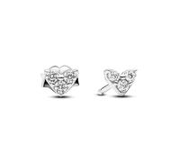Pandora Timeless Heart sterling silver stud earrings with clear cubic zirconia