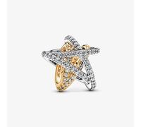 PANDORA Two Tone Cubic Zirconia Sparkling Crossover Star Charm 763590C01