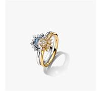Pandora Two-Tone Sun and Moon Ring Set