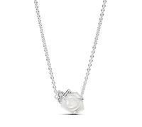 Pandora White rose sterling silver collier with white bioresin man-made mother of pearl and clear cubic zirconia, 45