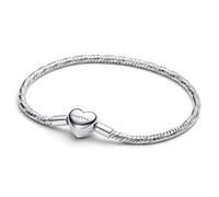 Pandora Silver Heart Clasp Faceted Snake Chain Bracelet - 20cm