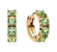 Pandora Women's Earrings Hoop Green Gold Colored 263851C01