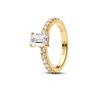 PANDORA Women's Ring Rectangular Sparkling Halo Gold 164506C01, 54, Metal, Cubic Zirconia