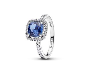 Pandora Women's Ring Silver Square Sparkling Saint Blue 193550C01, 50/15,9, Crystal, Cubic Zirconia