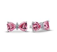 Pandora Women's Silver Earrings Bow Pink 294265C01