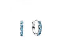 Pandora Women's Sterling silver huggie earrings with aquamarine blue crystal, Timeless, 293849C01, Earrings, Man-made crystal