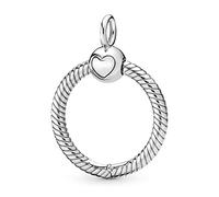 PANDORA Women's Sterling Silver Small O Pendant | Small O Charm-Holder Pendant in Sterling Silver, Inspired by the Pandora Crown O, Holds Up to Three Charms