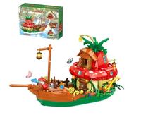 Pandora World Mushroom Ship Mini Building Blocks Set, STEM Vessel Building Mirco Bricks Kit, 998PCS Creative Forest Theme Boats Model Toys, Ideas Gifts for Kids Adults(641004)