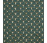 Pandoras Upholstery Art Deco Fan Curtain Upholstery Cushion Blind Fabric Emerald Green - A4 Sized Sample
