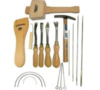 Pandoras Upholstery Tack Lifter, Staple Lifter, Bent & Straight Ripping Chisel, 7oz Draper Hammer, Web Stretcher, Mallet + Needle Kit Upholstery Kit