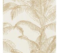 Rasch Wallpaper Pandore Palm Leaves 406818 White/Gold Metallic Textured