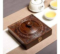 Panduo Chinese Style Ashtray Creative Ebony Wooden Ashtray Large Ashtray with Lid 16 * 16 * 5 Cm