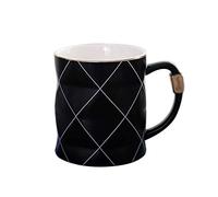 Panduo Coffee cup Nordic Golden Black and White Grid Geometry Ceramic Coffee Mug Porcelain Juice Drinking Cup Coffee Milk Tea Cup (Color : Black)