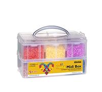 Panduro Ironing Beads Set, 12,000 Pieces Colourful Beads, Hama Midi Box Storage, DIY Design of Jewellery, Decoration and 3D Craft Ideas for Children from 5 Years