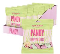 PANDY Candy Fluffy Clouds Sweets, Wild Strawberry & Green Apple Flavour Gummy Candies Bag, Only 1g Sugar & 70 Calories, 6x50g