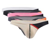 Panegy 5 pack Men Briefs Underwear Ultra-thin Ice Silk Strings Thongs Low Waist Panties Lingerie