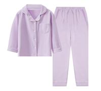 Panegy Boys Girls Pyjamas Clothes Set Children Shirt Collared Velvet Loungewear Long Sleeve Holiday Warm Sleepwear Kids Two Piece Button Down Nightwear Purple 11-12 Years