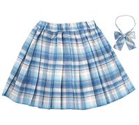 Panegy Girls School Uniform Skirt Mini Casual Plaid Tennis JK Skirts with Inner Shorts A Line Skater Skorts Dark Blue 12-14 Years