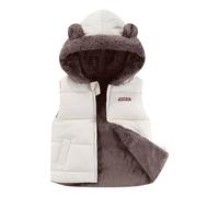 Panegy Little Girls Boys Hooded Down Vest Reversible Solid Padded Jacket Fall Stand Collar Winter Body Warmer Puffer Sleeveless Thermal Warm Gilet White 6-7 Years