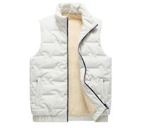 Panegy Men’s Fleece Gilet Quilted Padded Lightweight Waistcoat Vest Warm Sleeveless Jackets Winter Fall Solid Padded Puffer Body Warmer White 3XL