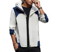 Panegy Rain Jacket for Men Waterproof Pullover Detachable Hooded Raincoat Windbreaker Outdoor Hiking Coat Clothes Lightweight Cycling Sports Hoodie White 3XL