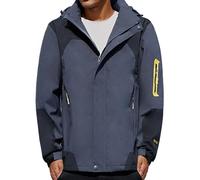 Panegy Rain Jacket for Men Windbreaker Outdoor Hiking Coat Clothes Waterproof Pullover Detachable Hooded Raincoat Lightweight Cycling Sports Hoodie Grey 3XL